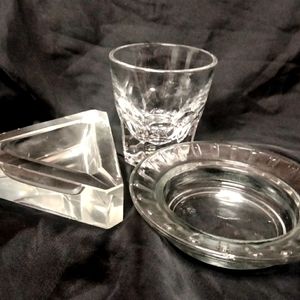 Vintage Glass Ashtray 3pcs Set